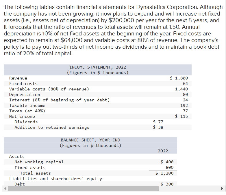 Statement Table Example Solved The following tables contain financial statements for | Chegg.com