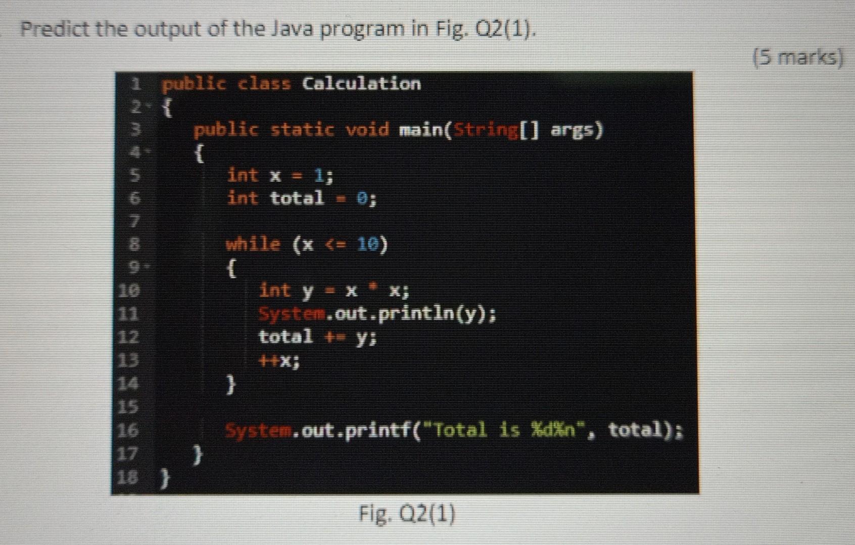 Solved Predict The Output Of The Java Program In Fig. 02(1). | Chegg.com