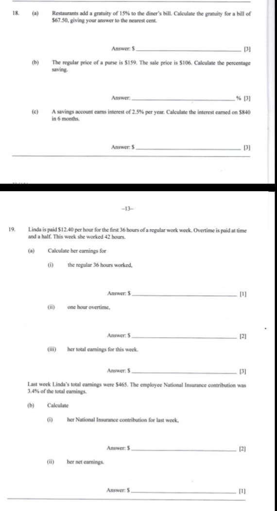 Solved 18 ) (a) Restaurants add a gratuity of 15 to the
