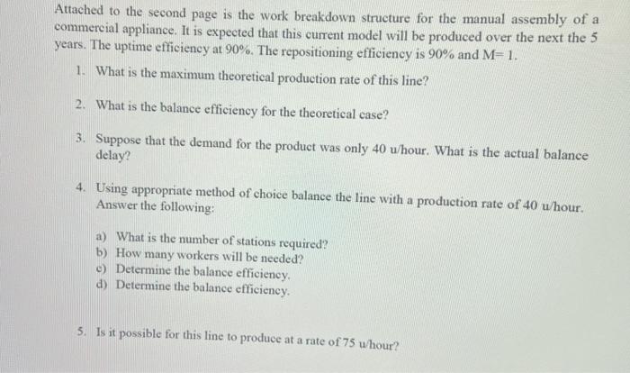 Solved Attached to the second page is the work breakdown | Chegg.com
