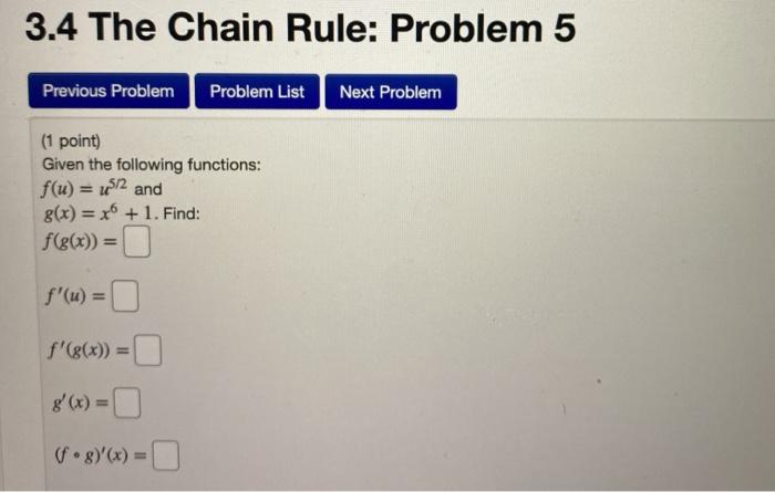 Solved 3.4 The Chain Rule: Problem 5 Previous Problem | Chegg.com