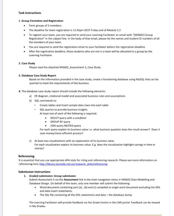 Assessment 3 Database Case Study Report Torrens