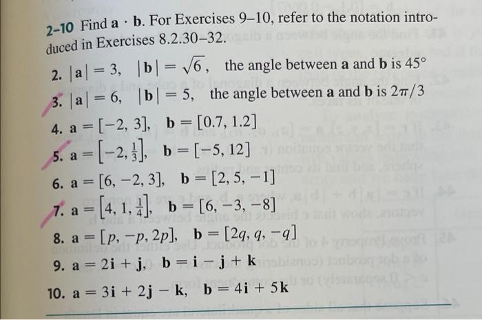 Solved . -- 2-10 Find a b. For Exercises 9–10, refer to the | Chegg.com