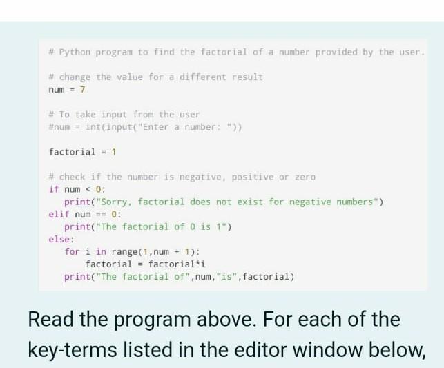 # Python program to find the factorial of a number | Chegg.com