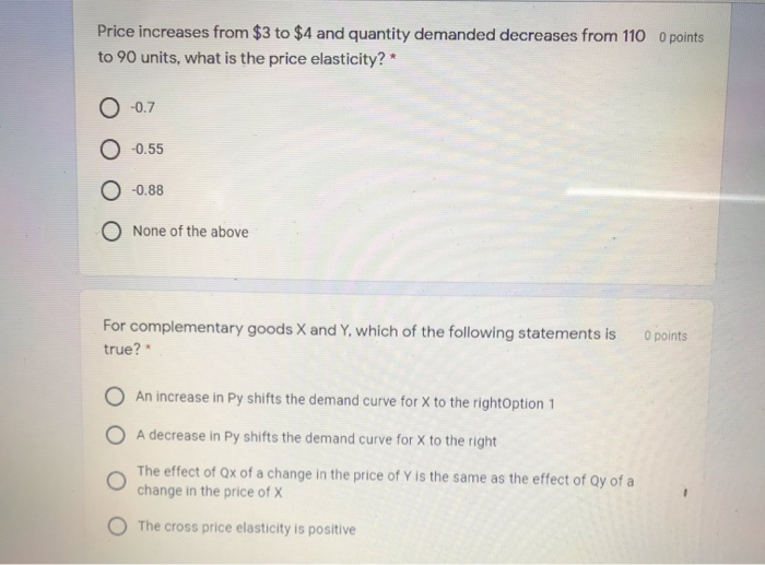 Solved Price increases from $3 to $4 and quantity demanded | Chegg.com