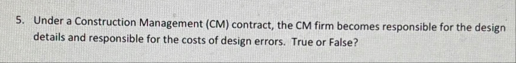 Solved Under a Construction Management (CM) ﻿contract, the | Chegg.com