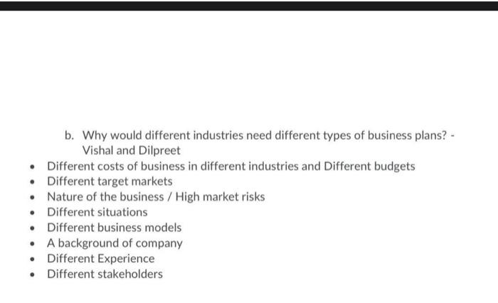 Solved B. Why Would Different Industries Need Different | Chegg.com