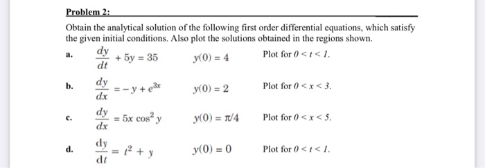 Solved A Problem 2 Obtain The Analytical Solution Of Th Chegg Com