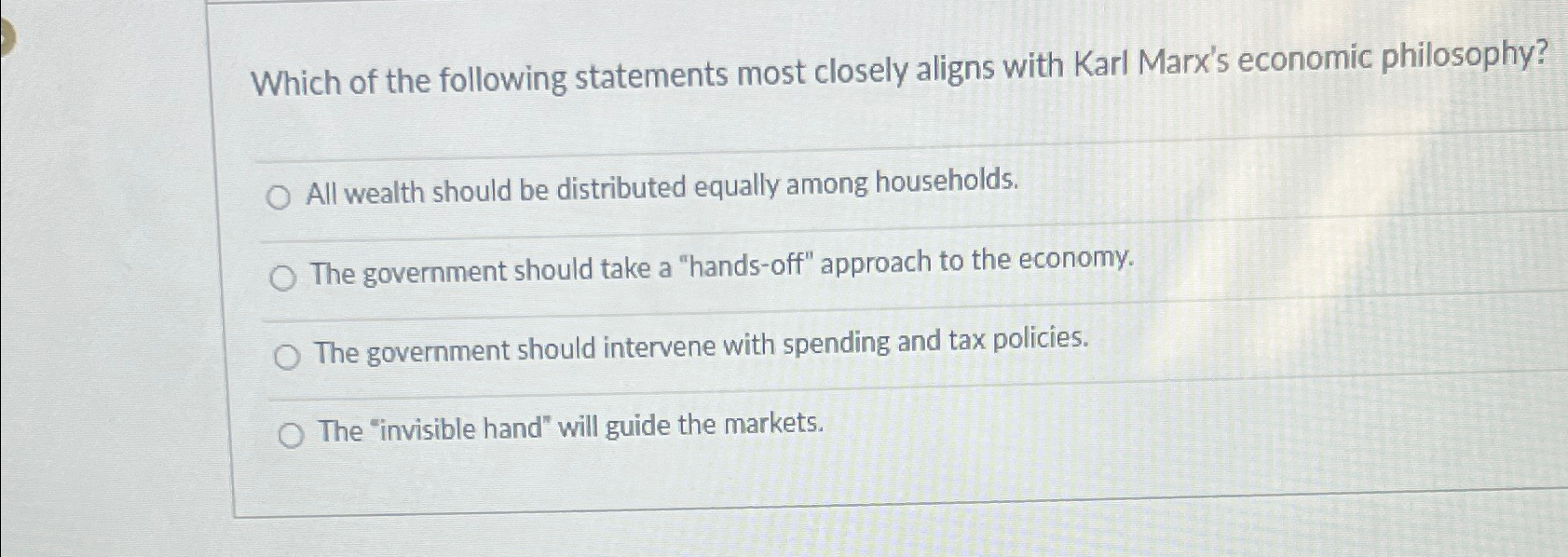 Solved Which of the following statements most closely aligns | Chegg.com