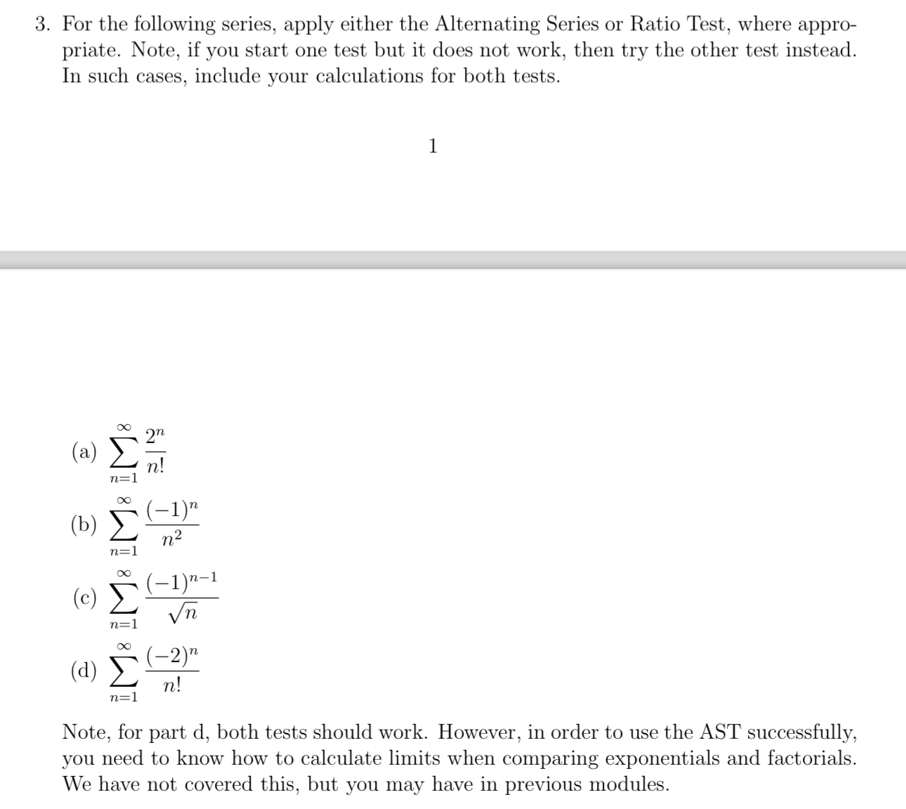 Solved For the following series, apply either the | Chegg.com