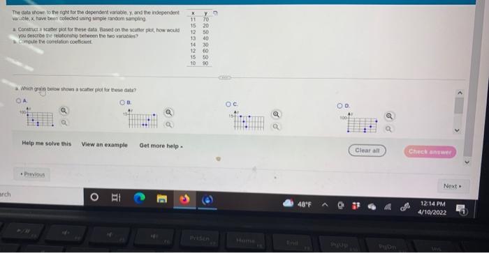 Solved a. comstruct a scatter plot for these data, based on | Chegg.com