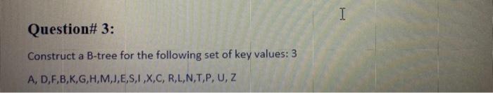 Solved I Question 3 Construct A B Tree For The Followin Chegg Com