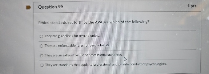 Solved Question 951 ﻿ptsEthical standards set forth by the | Chegg.com