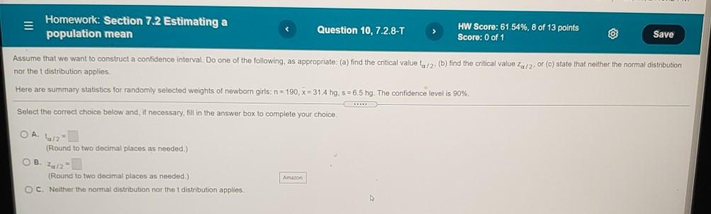 statistics section 7.2 homework answers