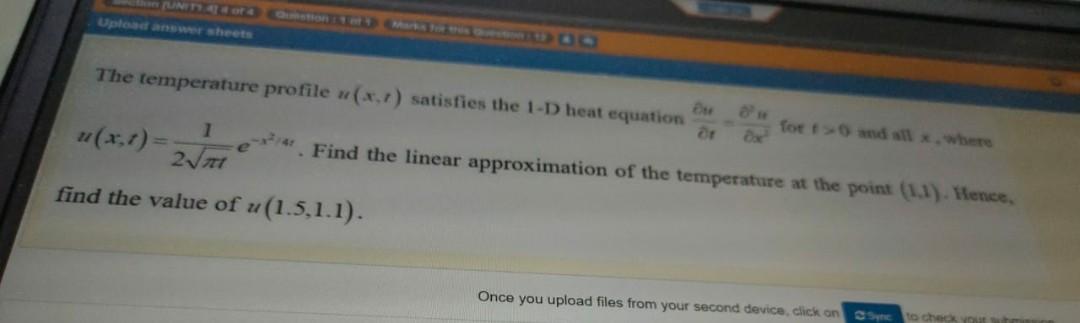 Solved UNT OF Upload answer sheets The temperature profile | Chegg.com
