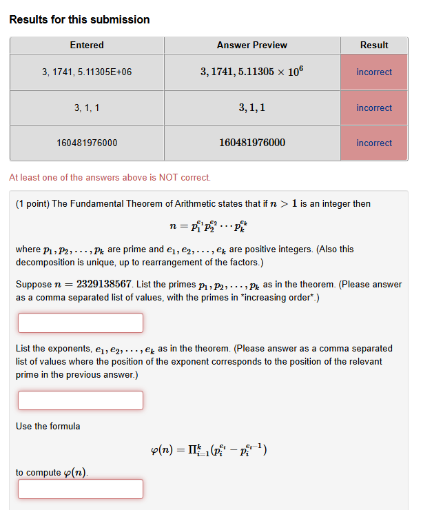 Solved (1 ﻿point) ﻿The Fundamental Theorem of Arithmetic | Chegg.com