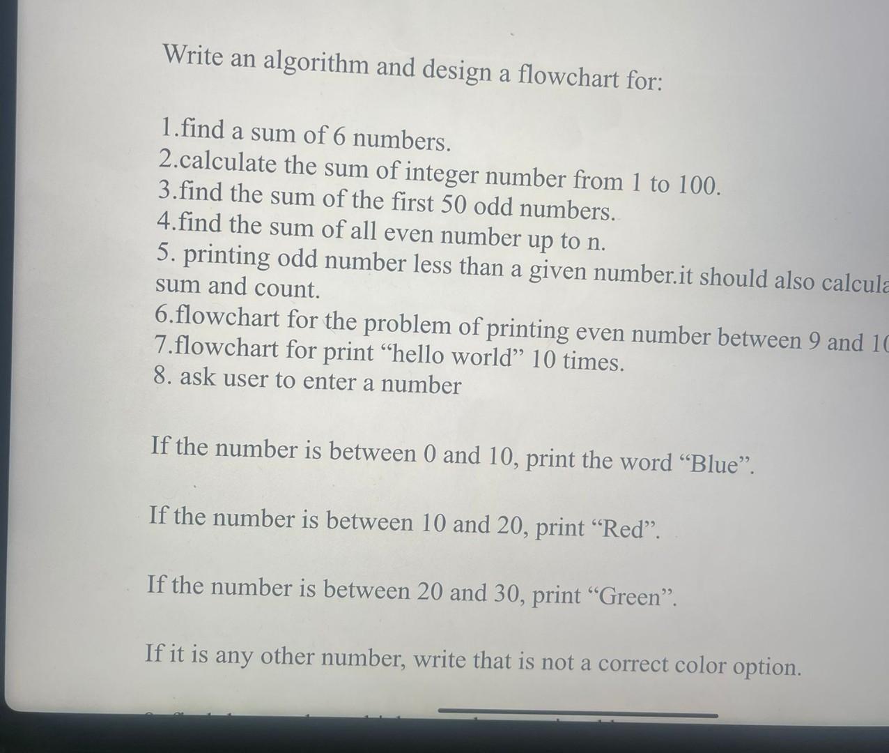 Write an algorithm and design a flowchart for: 1.find | Chegg.com