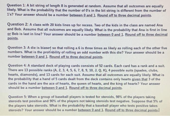 Solved Question 1: A bit string of length 8 is generated at | Chegg.com