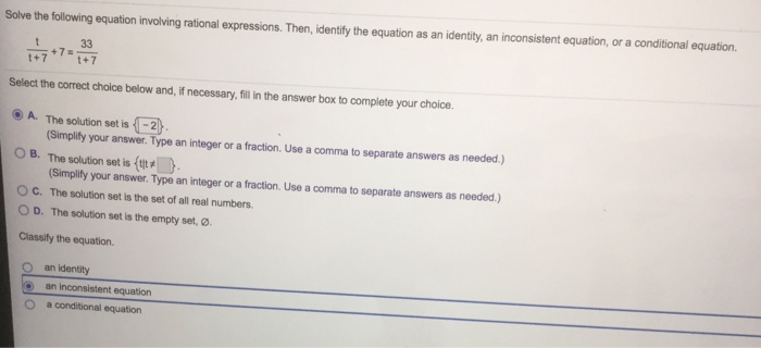 Solved Solve The Following Equation Involving Rational | Chegg.com