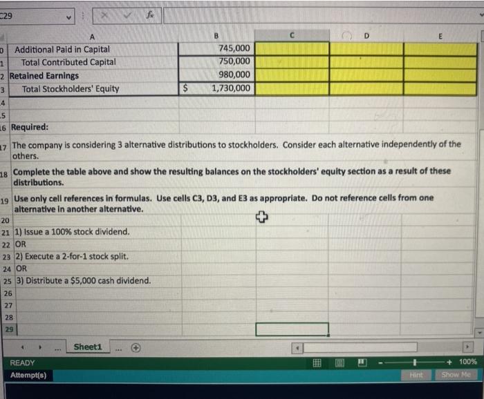 Solved Saved Excel SIM Cash dividends, stock dividends, and