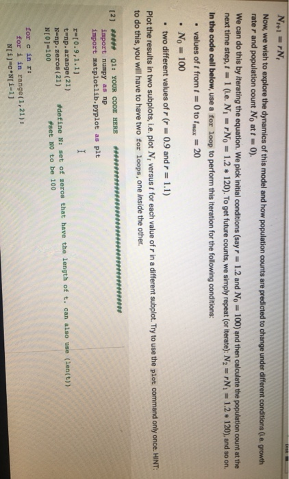 N.+1=N, Now, we wish to explore the dynamics of this model and how population counts are predicted to change under different