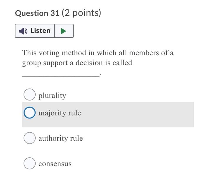 Plurality decision on sale