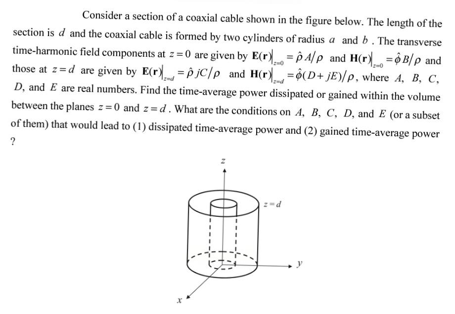 Solved 0 Consider a section of a coaxial cable shown in the | Chegg.com