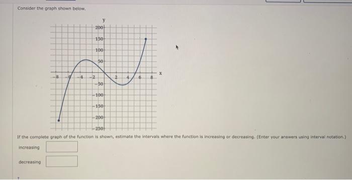 Solved Consider the graph shown below. increasing decreasing | Chegg.com