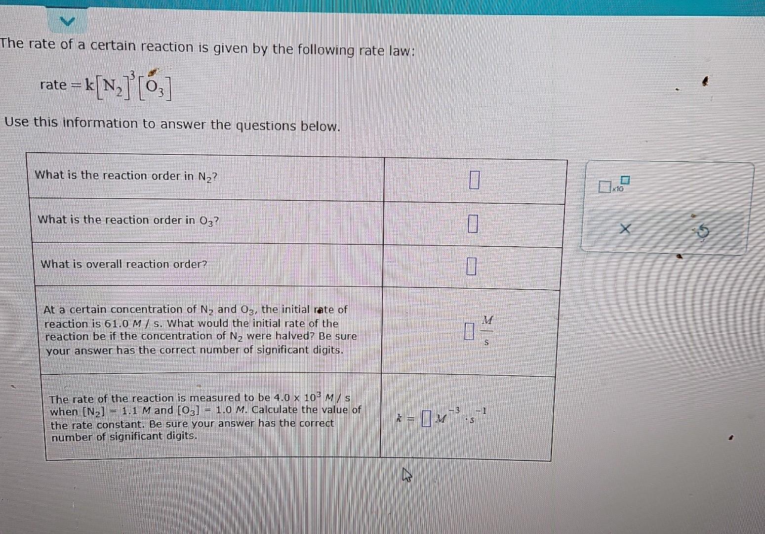 Solved The rate of a certain reaction is given by the | Chegg.com