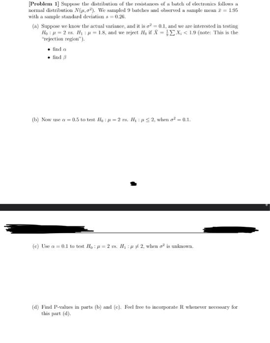 Solved [Problem 1] Suppose The Distribution Of The | Chegg.com