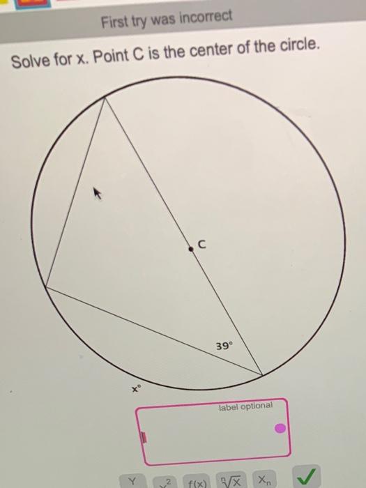 Solved First try was incorrect Solve for x. Point C is the | Chegg.com
