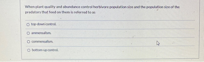 Solved When plant quality and abundance control herbivore | Chegg.com