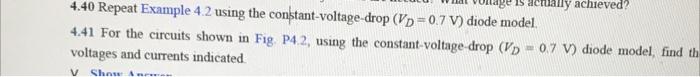 Solved 4.20 A diode for which the forward voltage drop is | Chegg.com