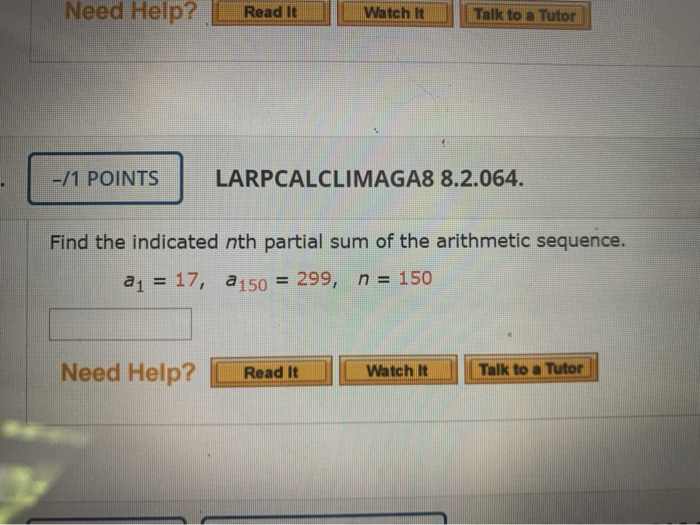 Solved Need Help? Read It Watch Talk to a Tutor -/1 POINTS | Chegg.com