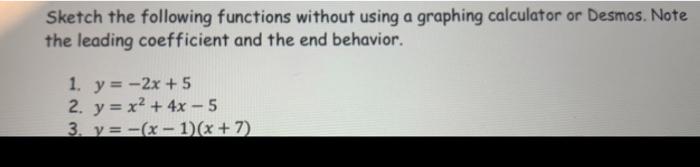 Solved Sketch the following functions without using a | Chegg.com