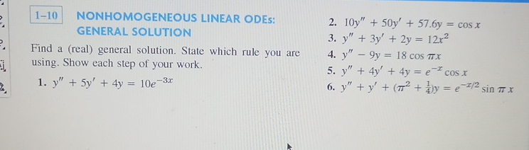 Solved 1 10nonhomogeneous Linear Odes General Solutionfind A Chegg Solved 1 10nonhomogeneous Linear Odes General Solutionfind A Chegg