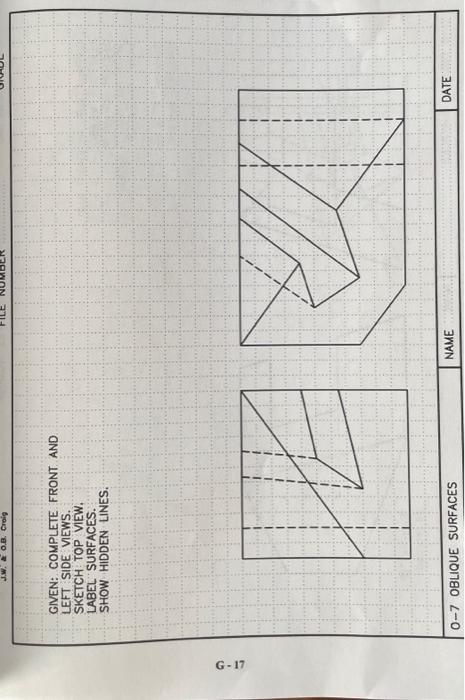 Solved GIVEN: COMPLETE FRONT AND LEFT SIDE VEWS. SKETCH TOP | Chegg.com