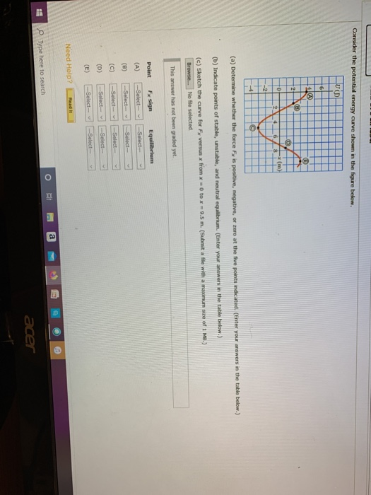 Solved Consider the potential energy curve shown in the | Chegg.com