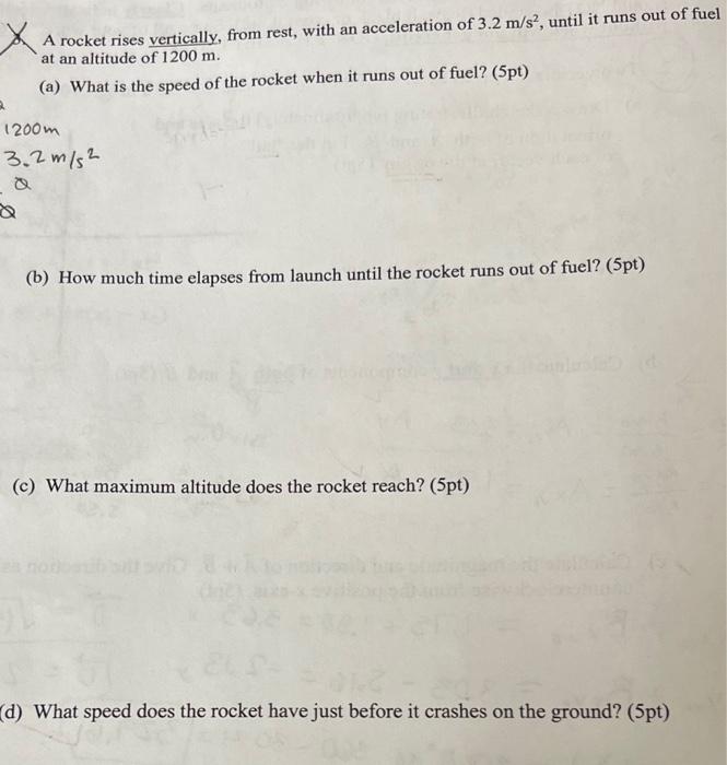 Solved A Rocket Rises Vertically From Rest With An Chegg Com