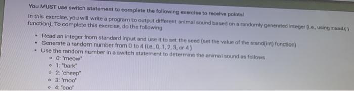 Solved You MUST use switch statement to complete the | Chegg.com