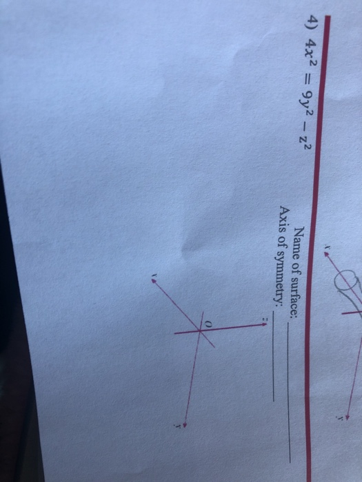 Solved 4) 4x2 = 9y? z2 Name of surface Axis of symmetry