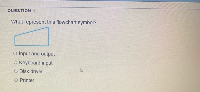 Solved QUESTION 1 What represent this flowchart symbol? o | Chegg.com