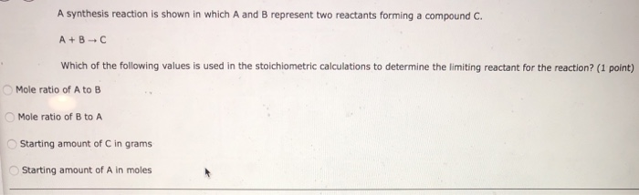 Solved A synthesis reaction is shown in which A and B | Chegg.com