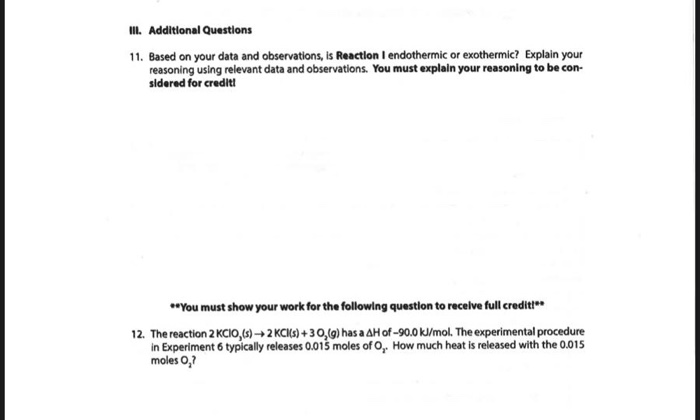 Solved Experiment 11: Thermochemistry - Worksheet SU2020 | Chegg.com