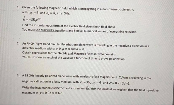 Solved 1 Given The Following Magnetic Field Which Is Pr Chegg Com