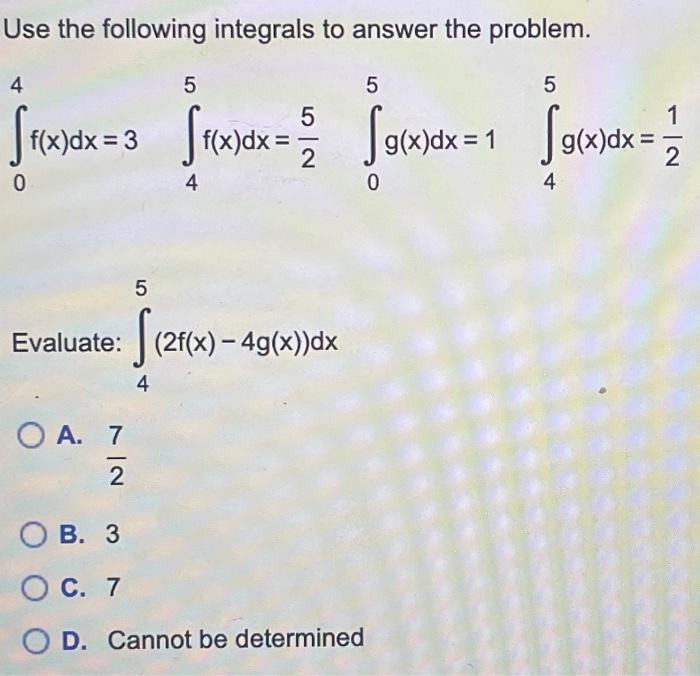 Solved Use the following integrals to answer the problem. | Chegg.com