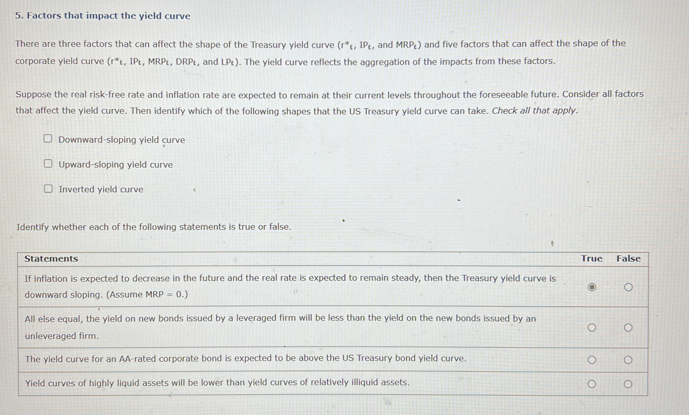 Solved Factors that impact the yield curveThere are three | Chegg.com