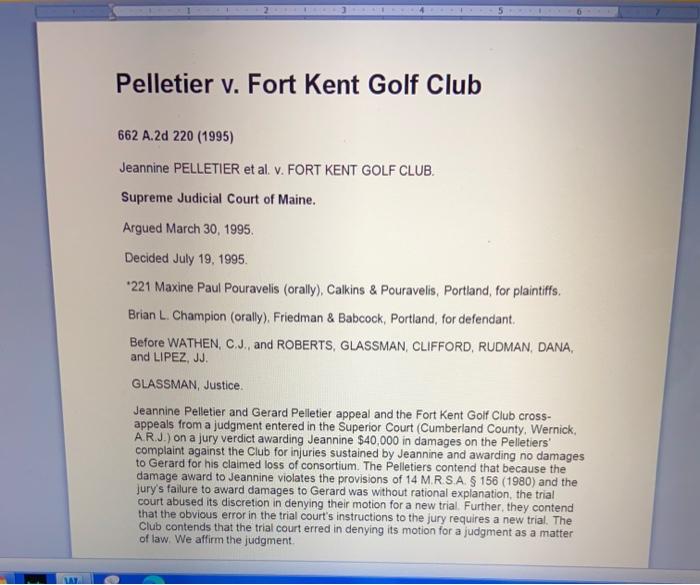 6 Pelletier v. Fort Kent Golf Club 662 A.2d 220