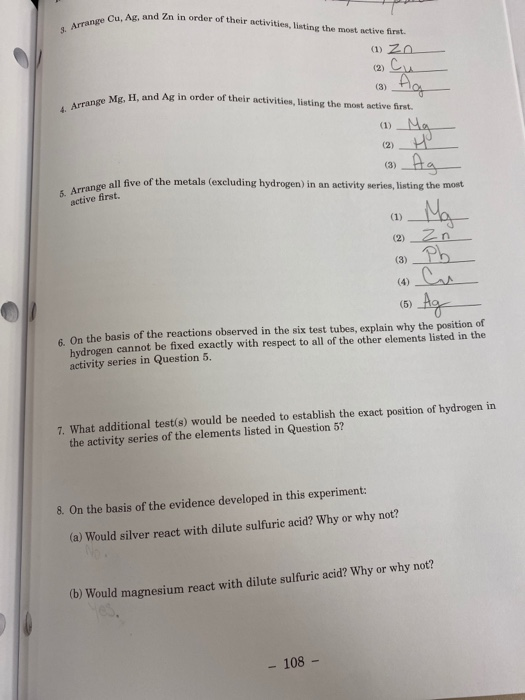 report for experiment 12 single displacement reactions