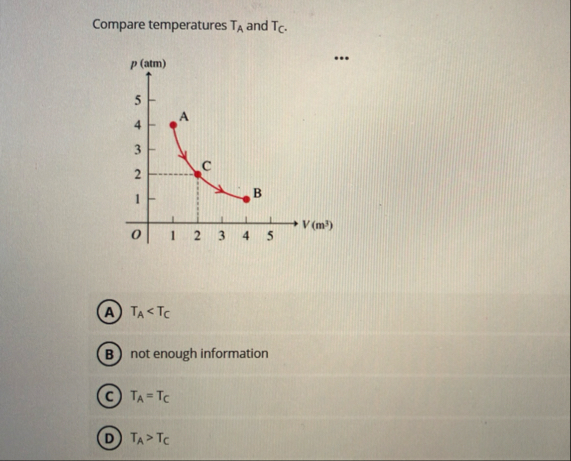 Solved Compare temperatures TA ﻿and TC.TA=TCTA>TCTAnot | Chegg.com